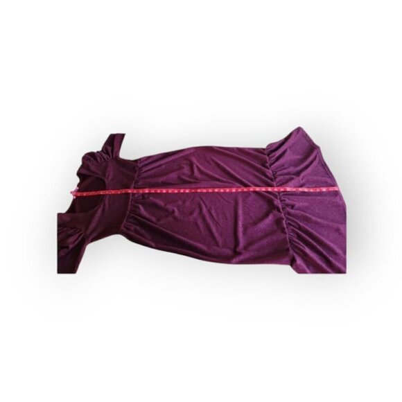 Betsey Johnson Metallic Rib Midi Dress Wine Size S - Picture 6 of 10